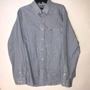Nautica Blue Plaid Button-Down Shirt Men's XL